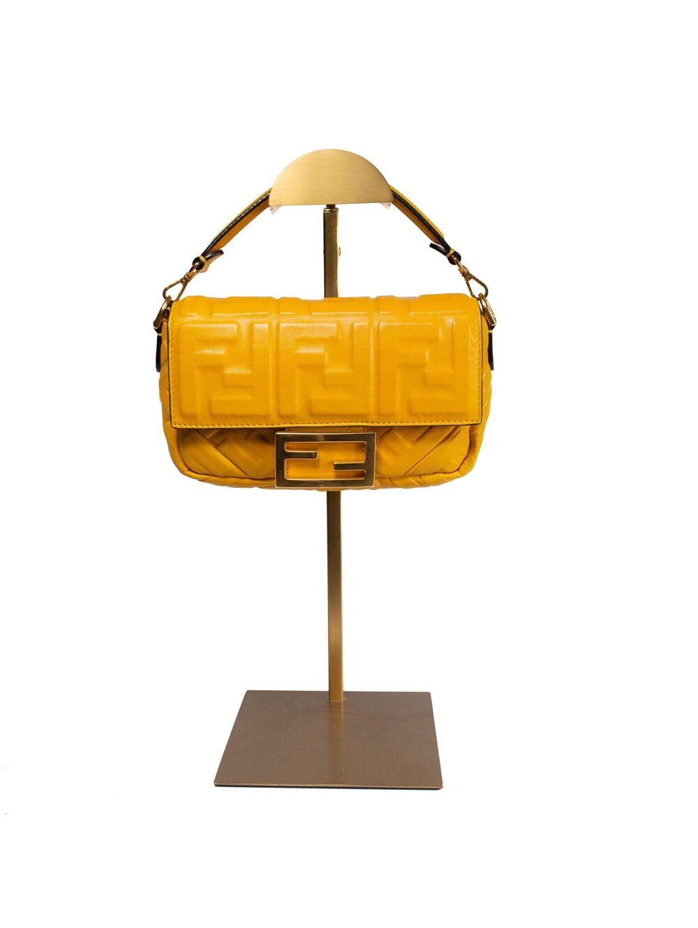 Fendi Baguette Medium - Yellow FF-Embossed Nappa